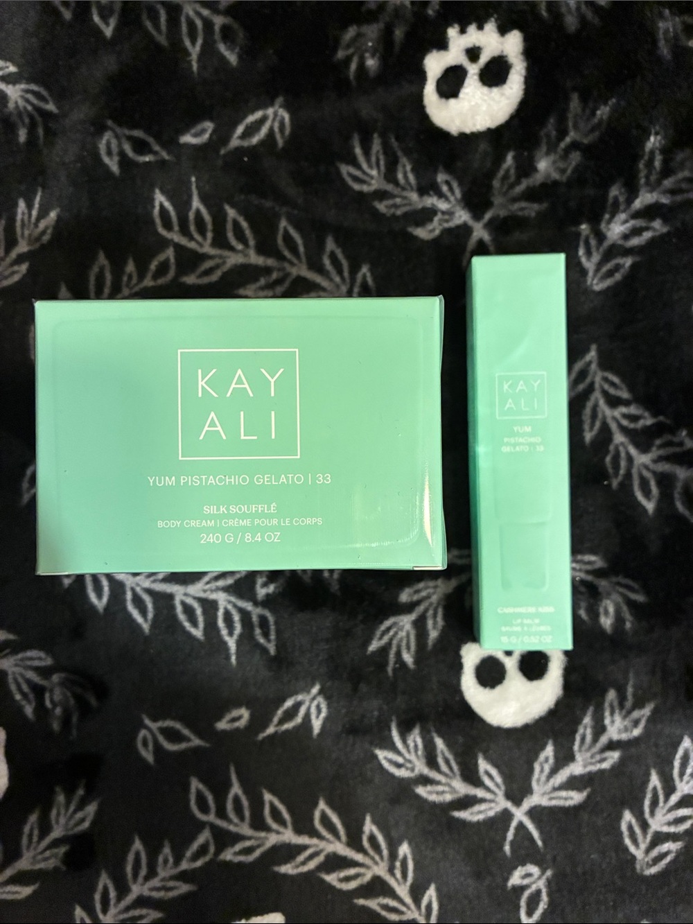 KAYALI YUM Pistachio Gelato | 33 Mint Green Body Cream, and Lip Balm